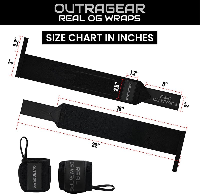 OUTRAGEAR 18" OG-Grade Wrist Wraps for Weightlifting – Heavy Duty Wrist Support with Thumb Loop & Lockdown Strap – Wrist Straps for Powerlifting, Bench Press & Gym Training - Image 2